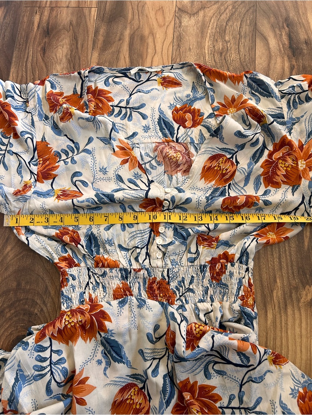 Anthropologie Abel the Label Maxi Dress Floral Sz Large Orange and Blue Hi Low - Picture 7 of 10